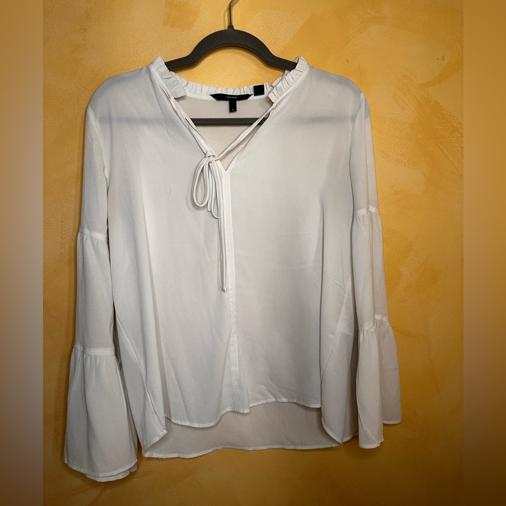 Vero Moda sheer white bell sleeve blouse, size M. Professional and classy.